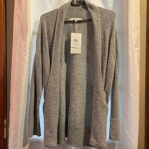Verve Ami Light Gray Open-Front Knit Cardigan